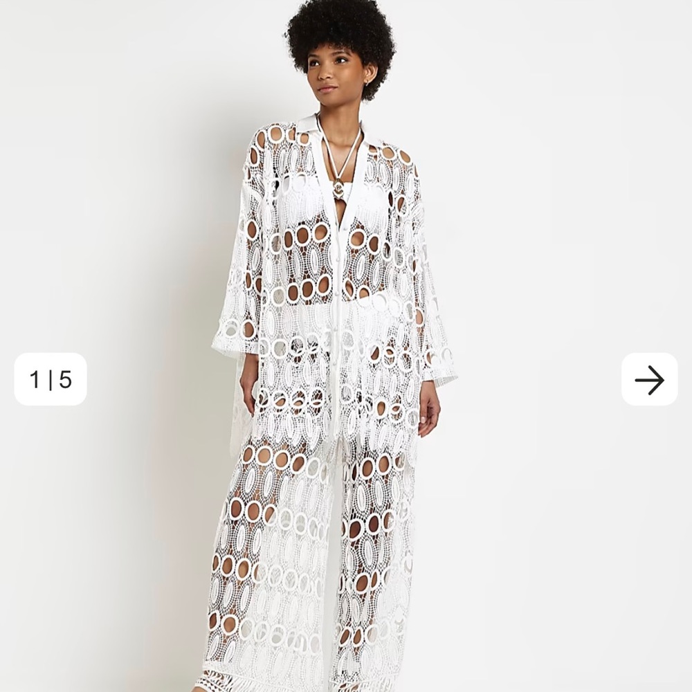 River Island white lace beach set